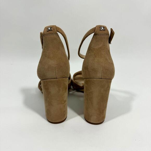 Sam Edelman Women’s Size 9.5 Golden Caramel Suede Yancy Block Heel Sandals New - Picture 2 of 9